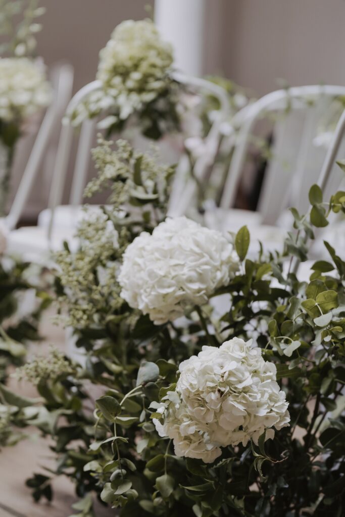 White hydrangeas floral decor at a korean wedding in Seoul.